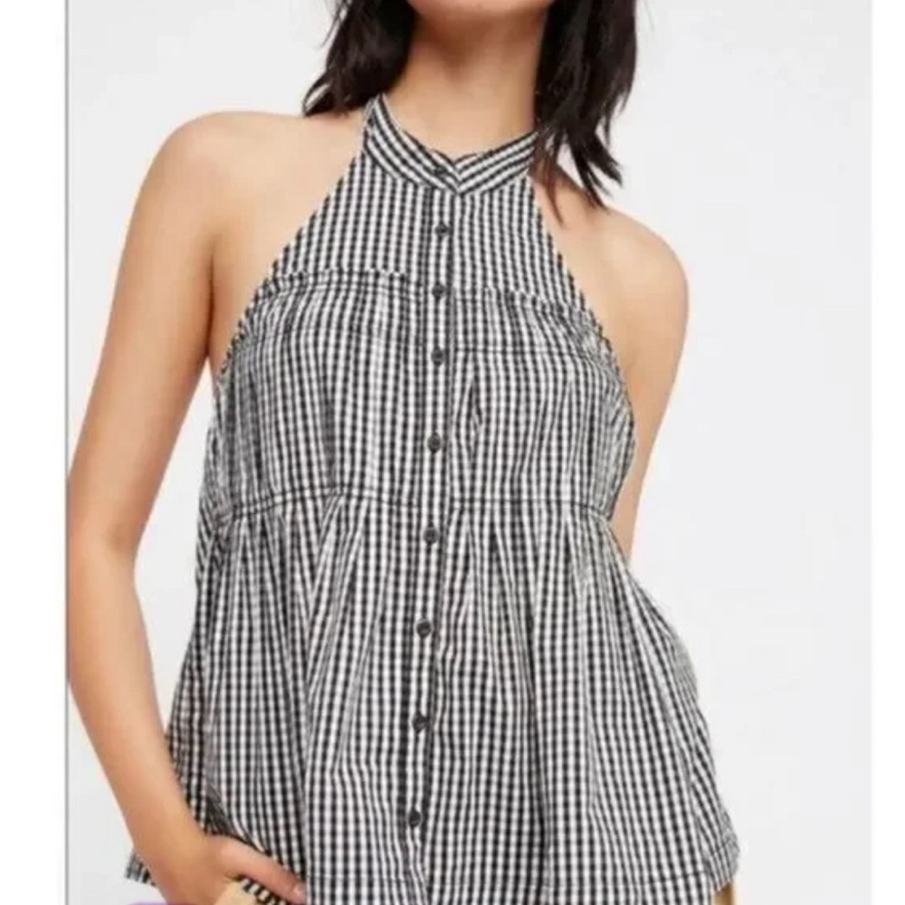 Free People gingham halter top
